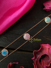 Rose Gold Layered Daily Wear AD Stone Bracelet Chain-Pastel-G4178